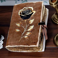 Grimoire en cuir Vintage Journal à couverture rigide Rose imprimé sorcière sort cahier sangle serrure Style classique pour Wiccan voyage lecture