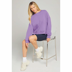 OEM personalizado de las mujeres de gran tamaño de algodón sudadera Casual de manga larga de cuello redondo Jersey de uso diario Precio al por mayor barato - Product Image 4