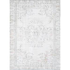 Tapis en laine noués à la main de style vintage ivoire Pae-350 pour la décoration de la maison - Product Image 1