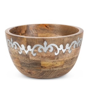 Bol à salade en bois de manguier forme ronde bol à soupe de créateur fait à la main bol de service en bois classique et élégant en gros - Product Image 1