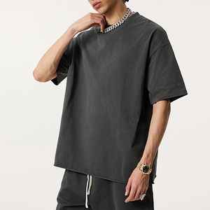 Camiseta de algodón 100% personalizada al por mayor para hombre, corte ajustado, informal, a la moda, lavada, de color liso, manga corta, de secado rápido - Product Image 2