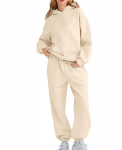 Venta al por mayor algodón 400 GSM Color liso mujeres chándal ropa de calle llegada mujeres chándal para adultos señoras chándales de talla grande - Product Image 2