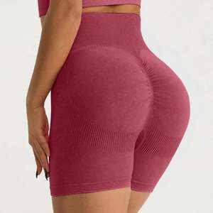 กางเกงขาสั้นออกกำลังกายโยคะสำหรับผู้หญิง ผ้าสแปนเด็กซ์/ไนลอน แห้งเร็ว ทรงสลิม เอวกลาง แต่งโลโก้ตามสั่ง ลวดลายฟรอสต์  พร้อมเชือกผูกเอว - Product Image 2