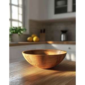 Wooden serving <b>bowl</b> handcrafted by artisans unique eco friendly centerpiece durable versatile long lasting kitchenware - Product Image 2