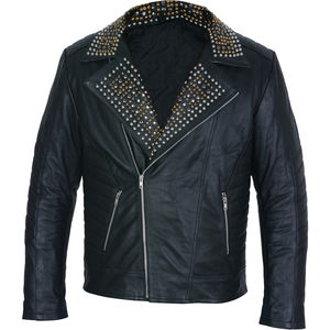 Chaqueta de Cuero Punk de Invierno Personalizada al por Mayor para Hombre, Piel de Vaca, Resistente al Viento y Transpirable, Diseño Premium para Motociclistas y Corredores - Product Image 1