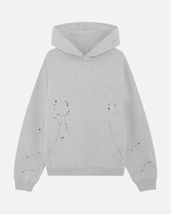 Sweat-shirt à capuche pour homme en molleton imprimé 100% coton gris chiné délavé, ourlet côtelé, style décontracté, automne, prix de gros, directement de l'usine - Product Image 5