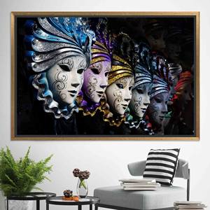 Tableau sur toile imprimé : Décoration murale moderne avec masques de carnaval vénitien, TOILE ENCADRÉE DORÉE - Product Image 1