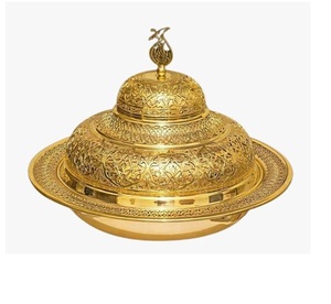 Lujosa cazuela árabe chapada en oro, cazuela de acero inoxidable, asas elegantes, esmalte, decoración elegante para el hogar - Product Image 4