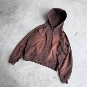 Sudadera con capucha encerada desgastada vintage con etiqueta privada bordada personalizada invierno pesado 100% algodón de gran tamaño XL liso teñido - Product Image 4