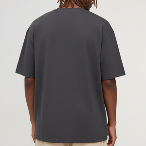 เสื้อยืดทรงหลวมแบบดรอปโชลเดอร์ ล้างสีแบบแอซิด สำหรับผู้ชาย ปี 2025 ผ้าเจอร์ซีย์ 100% คอตตอน ทรงโอเวอร์ไซส์ คอกลม - Product Image 5