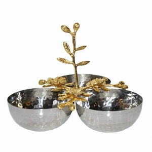 Bols de service classiques jetables en aluminium décoratifs pour la maison et le restaurant avec poignée florale feuillue - Product Image 1