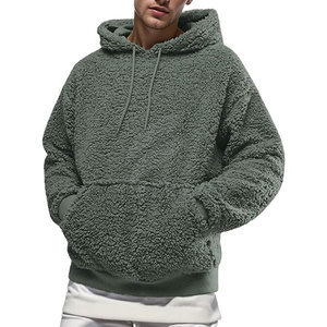 Nueva llegada de los hombres Sherpa sudaderas con capucha de lana con logotipo personalizado patrón sólido liso teñido invierno precio al por mayor ofrecido - Product Image 1