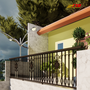 Rampe de balcon en fer forgé avec finition noire classique et détails de défilement floral offrant charme et sécurité extérieure - Product Image 2