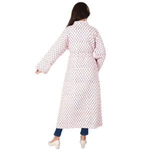 Veste réversible décontractée pour femme, longue, respirante, en coton écologique matelassé, imprimée à la main, avec 2 poches avant, faite à la main - Product Image 5