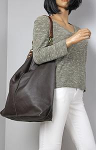 Sac fourre-tout vintage en cuir véritable pour femme, à bandoulière ouverte, cadeau de la Saint-Valentin LHB-0010 - Product Image 2