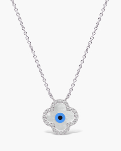 Collier trèfle à la mode mauvais œil conception de Halo en or 18 carats IGI diamant cultivé en laboratoire partie de la vie quotidienne utilisée bijoux en gros DS0250 - Product Image 3
