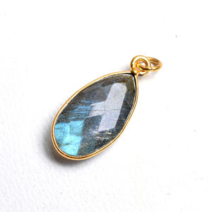 Collier pendentif poire Labradorite or 14 carats Bijoux en pierres précieuses naturelles pour femmes Vente en gros directe d'usine - Product Image 2