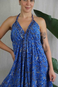 Maxi vestido estampado bohemio ecológico mangas de campana asimétricas elegante de alta calidad para fiesta en la playa ropa de calle Tie Dye Natural - Product Image 4