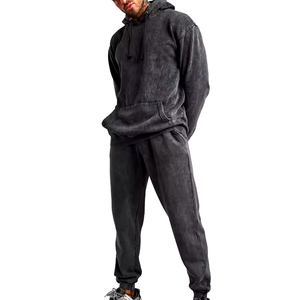 Customized Unisex <b>Matching</b> <b>Set</b> Pullover Hoodie Regular fit Acid Washed Hoodie <b>Jogger</b> Sweatpants Winter Heavyweight 100% Cotton - Product Image 1