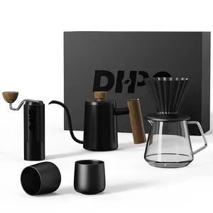 DHPO Luxo elegante 6 Peças Conjunto de Presentes de Café Árabe com Moedor Manual Barista Conjunto de Ferramentas de Café Premium Kit de Café