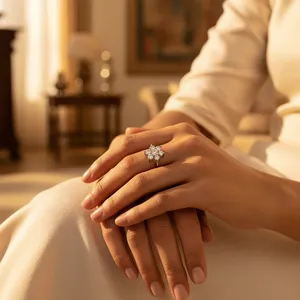 "Women's Sparkling <b>Crystal</b> Cluster <b>Ring</b> for Wedding Celebrations" - Product Image 3