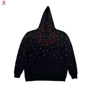 Sudadera con capucha con cremallera de talla grande para hombre de tendencia industrial servicio OEM bordado con diamantes de imitación personalizados sudaderas con capucha de algodón cómodas baratas - Product Image 2