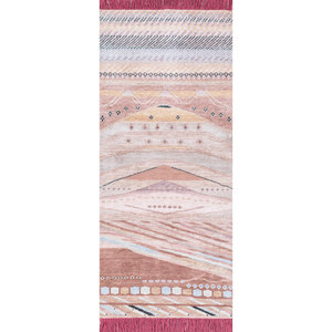 Alfombras de Lana y Seda Anudadas a Mano de Gran Tamaño Manchaha, Patrón Geométrico Rosa y Morado para el Hogar, Dormitorio, Pasillo - Modelo Lub-25 10mm - Product Image 1