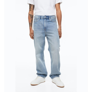 Veste en cuir rigide en denim 100% coton, coupe ample, fermeture éclair, bouton, taille mi-haute, lavage bleu clair, hiver - Product Image 2