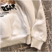 Sudadera con capucha para parejas, de algodón 100%, con estampado de dibujos animados, oso polar, talla grande, Primavera