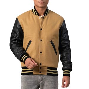 Chaqueta Varsity Unisex con Cierre, Cuello Redondo de Lana, Mangas con Parches, Cuello Acanalado, Forro Acolchado, Estilo Americano Vintage - Product Image 5
