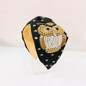 One Size Beaded Headband for <b>Women</b> Hand Embroidered Embellished Hair Accessory <b>Top</b> Knot Style - Product Image 3