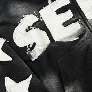 Sweat à capuche thermique zippé pour homme, 100% coton, coupe ample, style vintage Y2K, délavé au soleil, effet usé, avec patch brodé personnalisé surdimensionné - Product Image 5