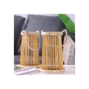 2024 nouveau modèle lanterne en bambou tissé lanterne bambou bougeoirs lampshade lanterne pour la décoration intérieure faite par vietnamien FBA Amazon