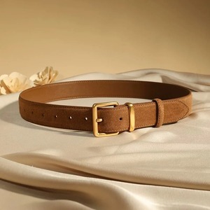Ceinture en cuir véritable à la mode Ceinture en cuir simple mince avec ceinture de chaîne de taille de chemise habillée - Product Image 6