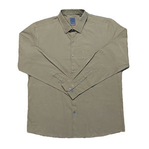 Camisas casuales formales de diseño personalizado para hombre 100% algodón elegante sólido Oliva suave ajustado cómodo de BD - Product Image 1