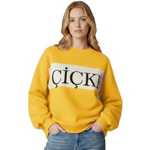 Sweat-shirt oversize à col montant pour femme - Décontracté automne 100% coton molletonné respirant anti-boulochage OEM - Product Image 1