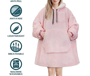 Sudadera con capucha de lana sherpa tejida para mujer, suave, cálida, extragrande, tipo manta, personalizada, OEM, marca privada, venta al por mayor - Product Image 2