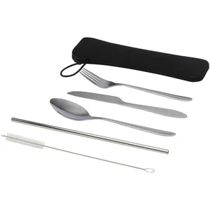 ชุดช้อนส้อมสแตนเลสสตีลแบบส่วนตัว ชุดอุปกรณ์แคมป์ปิ้งแบบมันเงา - Product Image 1