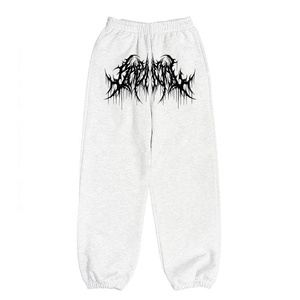 Custom Logo <b>Stacked</b> Winter Heavyweight Breathable Acid Wash Fleece Graphic Embroidered Flared <b>Joggers</b> Skinny Sweatpants for Men - Product Image 1