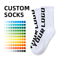 Chaussettes de sport unisexes jetables en polyester de haute qualité, personnalisées, anti-bactériennes, imprimées, brodées, décontractées, noires et rouges, coupe mi-mollet