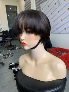 Perruques à franges, cheveux humains vietnamiens de plusieurs donneurs, perruque frontale à fermeture simple - Product Image 1
