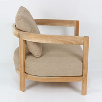 Fauteuil en teck massif fait main, finition naturelle, coussin confortable, moderne, pour jardin, extérieur, parc, cuisine, villa, salon