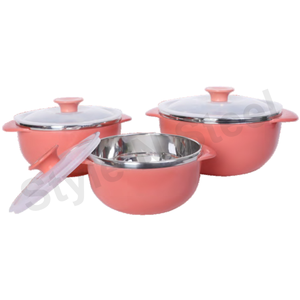 Juego de cuencos Aura de acero inoxidable pulido con tapa transparente para cuenco de almacenamiento de alimentos de cocina al mejor precio - Product Image 1