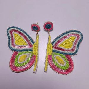 Nouvelles boucles d'oreilles brodées en perles de forme originale, bijoux fantaisie, boucles d'oreilles brodées à la main en perles de rocaille, boucles d'oreilles brodées avec et faites à la main - Product Image 1