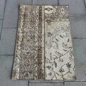 1.8x2.5 ft Rug, Turkish Vintage Rug, <b>Brown</b> Moroccan <b>Wool</b> Rug - Product Image 1