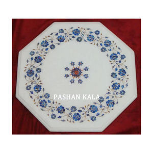 Más atractivo mármol blanco forma octogonal lapislázuli flor incrustaciones diseño Mesa uso superior para la decoración del hogar y del Hotel - Product Image 1