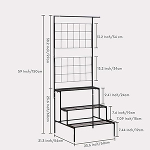 Supports de plantes pour balcon extérieur, support de pot de fleurs pour plantes d'intérieur, décoration d'intérieur, plantes d'intérieur et d'extérieur, 4 niveaux, (noir) - Product Image 2