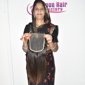 Expédition rapide, cheveux humains indiens vierges non traités, tissage brut, fermeture HD, extensions droites Remy, extensions de cheveux vierges disponibles à la vente - Product Image 2