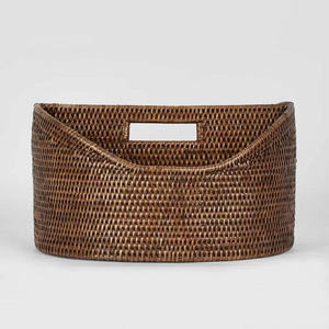 Panier de rangement pour magazines en rotin rond essentiel, fait à la main, en osier naturel, organisateur pour salon, chevet, canapé, support de livres - Product Image 3