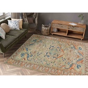 Printed <b>Rug</b>: Green <b>Rug</b>, Floral <b>Rugs</b>, Brown <b>Rug</b>, Luxury <b>Rugs</b>,<b>Chenille</b> <b>Rug</b> - Product Image 2